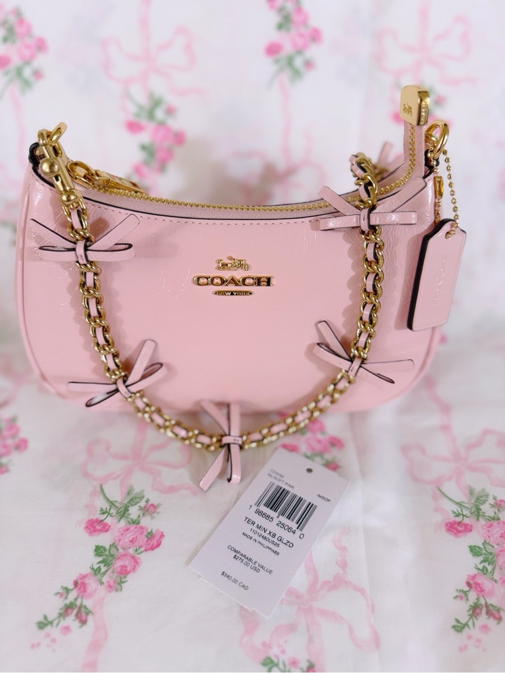 Coach Teri Mini Crossbody Bag With Bows in Soft Pink - Picture 4 of 8
